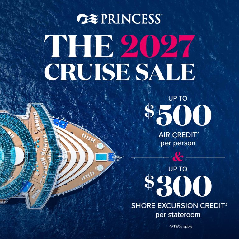 Princess 2027 Cruise Sale: Up to $500 Air Credit
