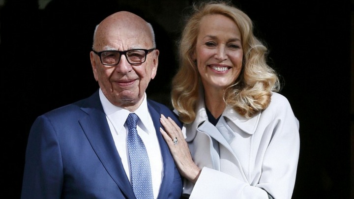 Rupert Murdoch and Jerry Hall leave Spenser House after getting married.