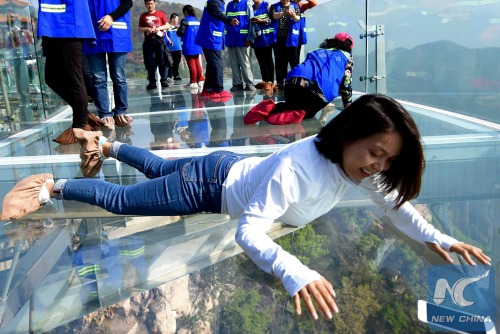 Visitors lay down for the best view.