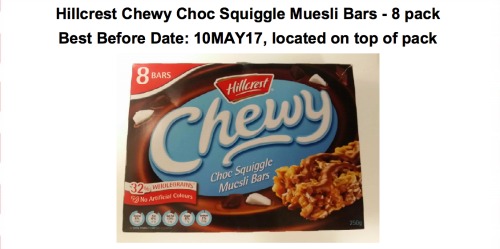 The Hillcrest muesli bars have been recalled. 