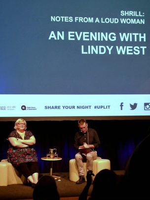 On stage with Lindy West.