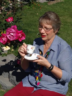 Marion Collins enjoying time in her garden.