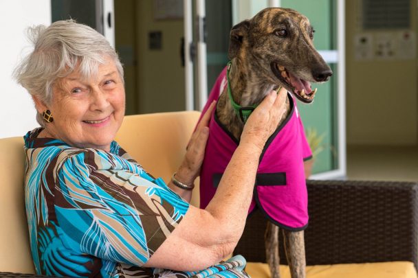 Janette, a long-term resident at Uniting Pacifica, is one of the many residents who enjoy Georgia’s company. Source Uniting