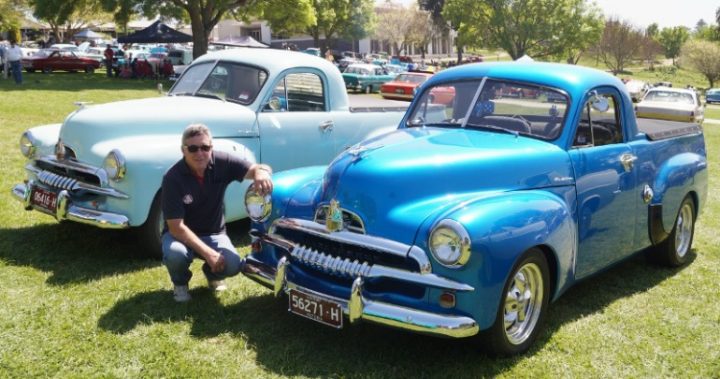 Rod with a couple of classic Holden utes. Picture: Supplied 