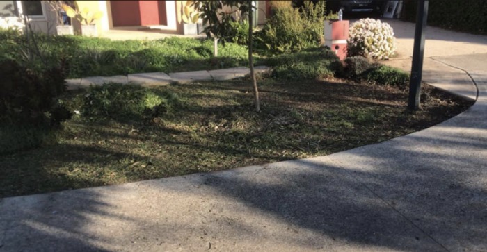 Australia Post said the driver had the right to drive over the nature strip. Source: Facebook/Johnson Ong.