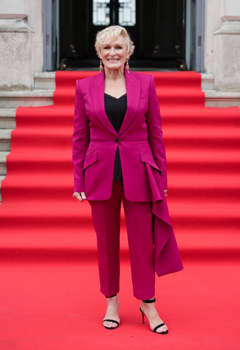 Actress Glenn Close, 71, put on a stunning display in a hot-pink suit as she attended the premiere and opening gala of her latest film, The Wife, in London on Thursday. Source: Getty