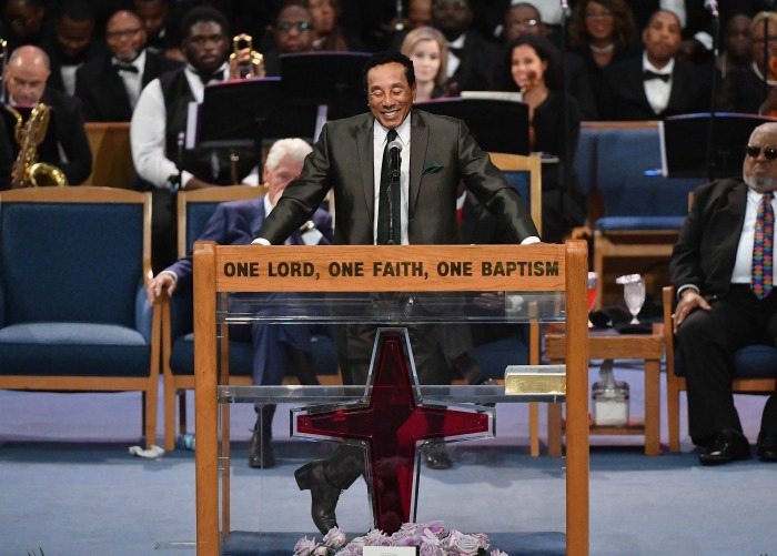 Franklin's close friend Smokey Robinson sang 'Really Gonna Miss You'. Source: Getty.