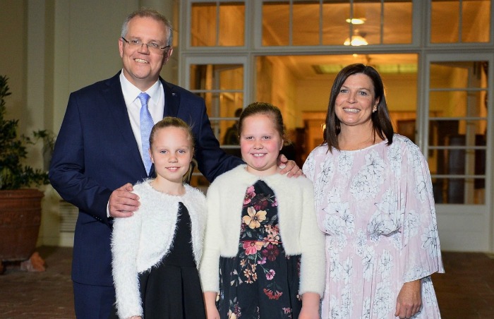 Morrison with wife Jenny and their two daughters Lily and Abbey. Source: Getty.