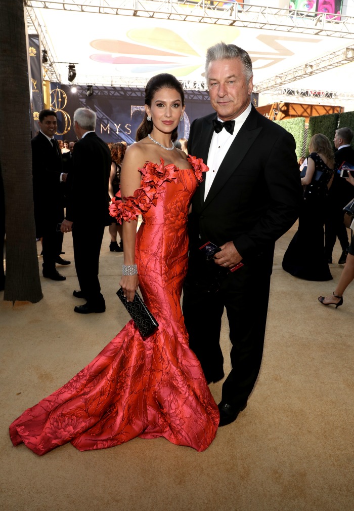 Alec and Hilaria Baldwin posed arm in arm. Source: Getty.