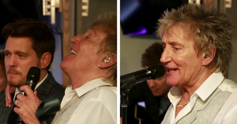 Rod Stewart and Michael Buble send fans wild with 'It's a Heartache' duet - Starts at 60