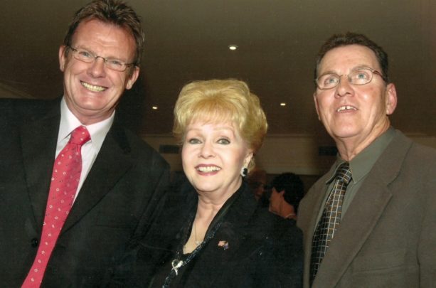 Debbie Raynolds with Peter and his husband, Sacha. Source: Peter Keogh