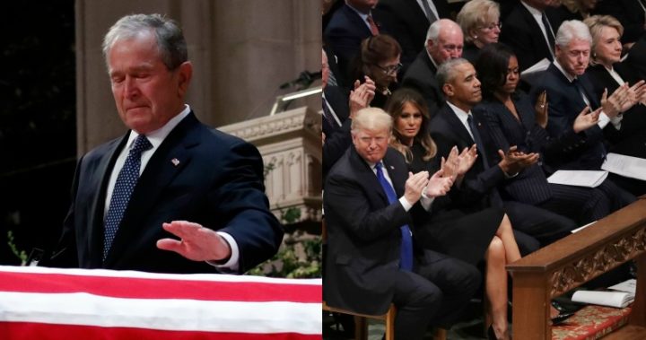 George W. Bush breaks down in tears in emotional eulogy at father’s ...