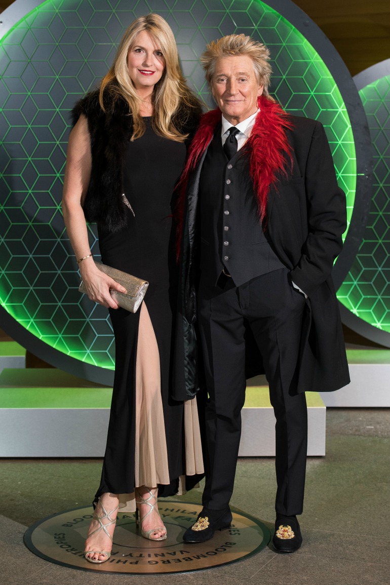 Penny Lancaster and Rod Stewart didn't disappoint in the style stakes as they attended Vanity Fair's Climate Exchange Gala in London on Tuesday night. Source: Getty