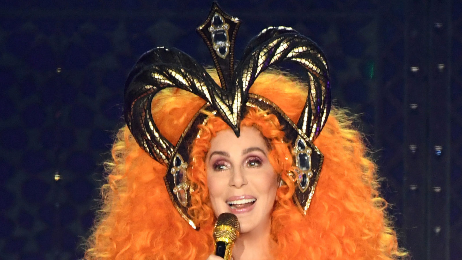 cher orange dress Cher bob mackie dress