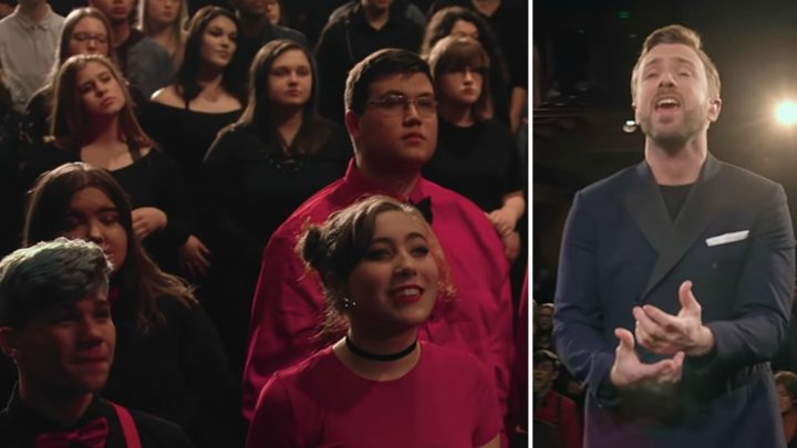 Hundreds of children perform haunting rendition of 'You Raise Me Up' -  Starts at 60