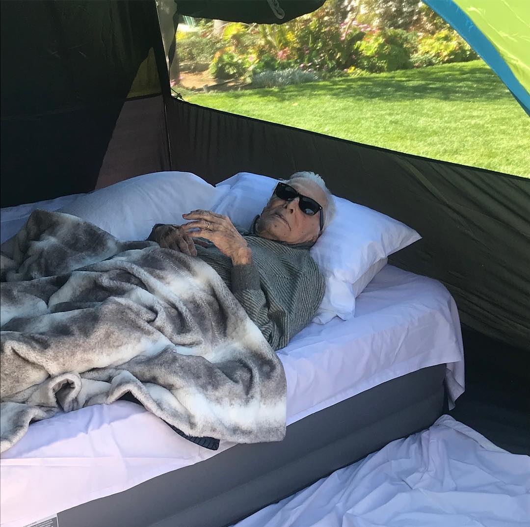 The Spartacus star celebrated his 102nd birthday in December. Source: Facebook/Cameron Douglas.