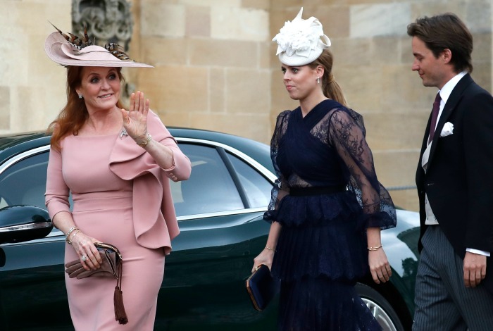 The Duchess of York looked stylish in a pale pink dress and fascinator. Source: Getty.