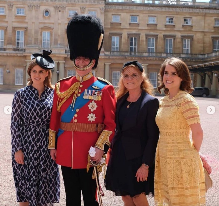 Princess Beatrice, the Duke of York, Sarah Ferguson and Princess Eugenie enjoyed a family outing on Saturday. 