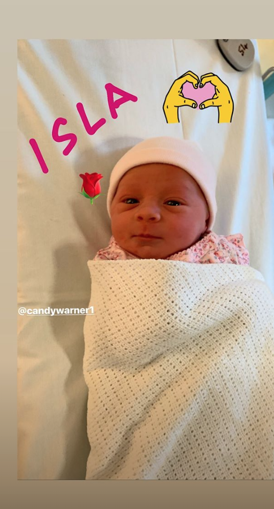 Little Isla Rose was born on June 30. Source: Instagram/David Warner.