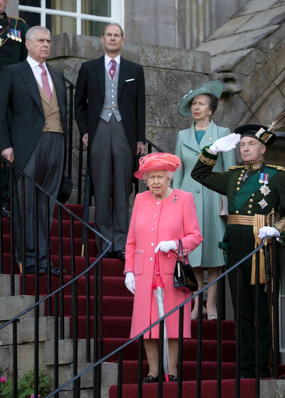 Prince Andrew, Prince Edward, Princess Anne and Queen Elizabeth pictured together at the garden party.