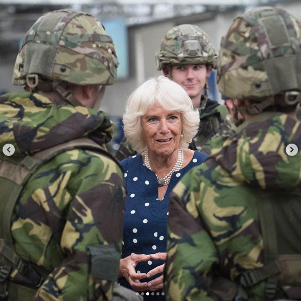 Camilla stopped to chat to servicemen on the outing. Source: Instagram/Clarence House.