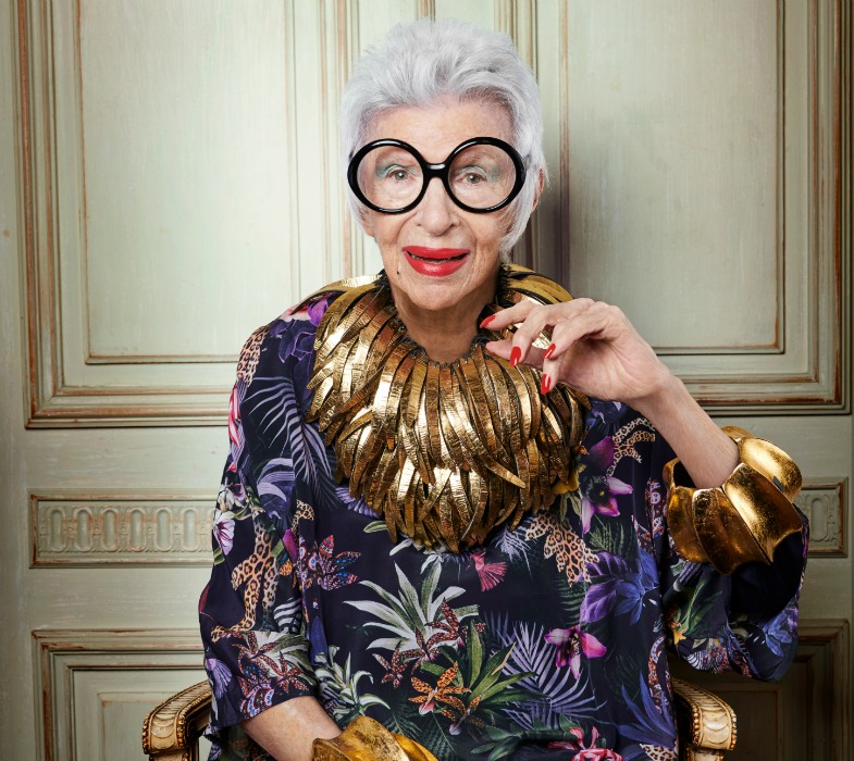 Blue Illusion Iris Apfel Tie Hem Printed Top