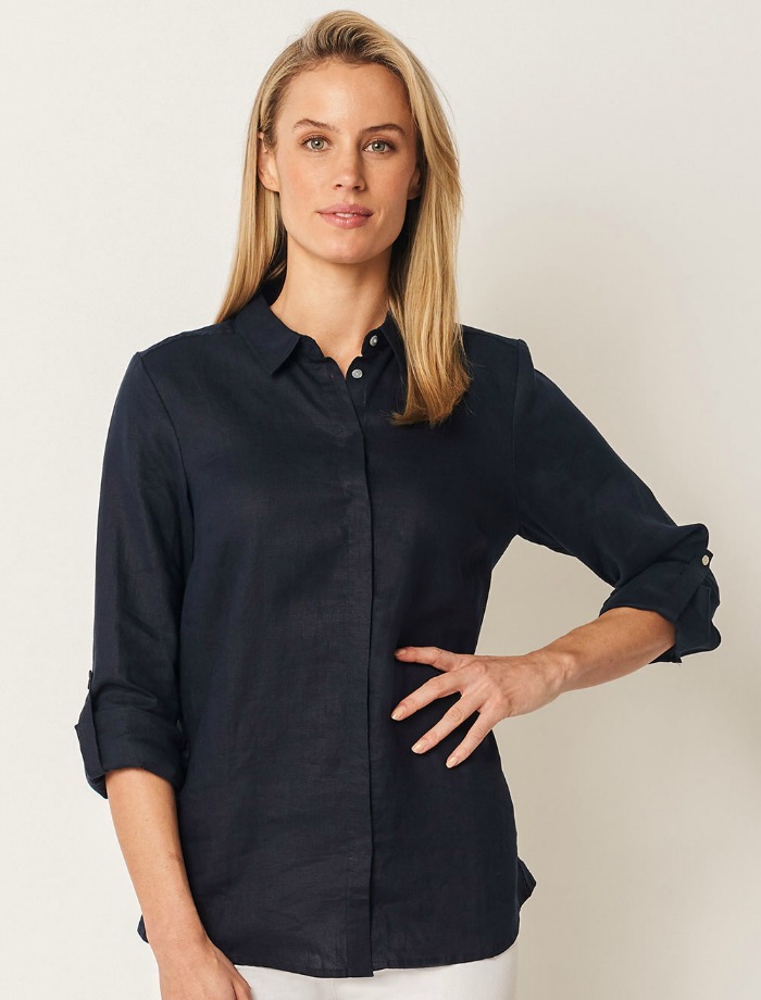 Blue Illusion Basic Linen Shirt