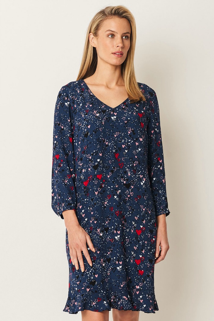 Blue Illusion Heart Print Dress