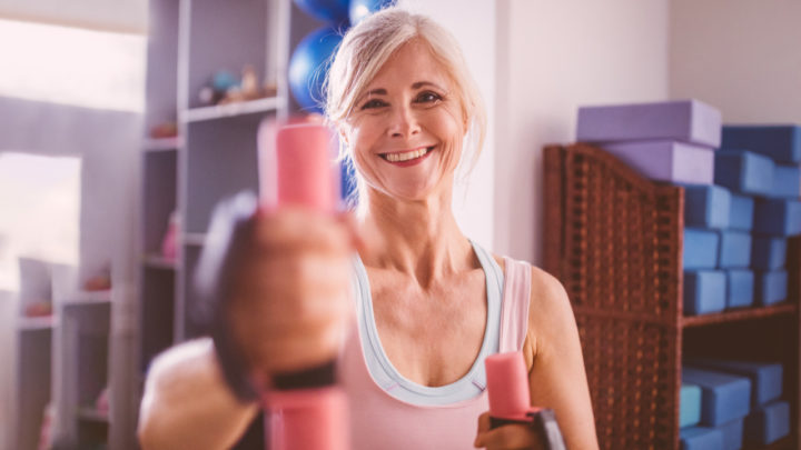 Mild resistance training using light hand weights is a good form of exercise for women living with incontinence.