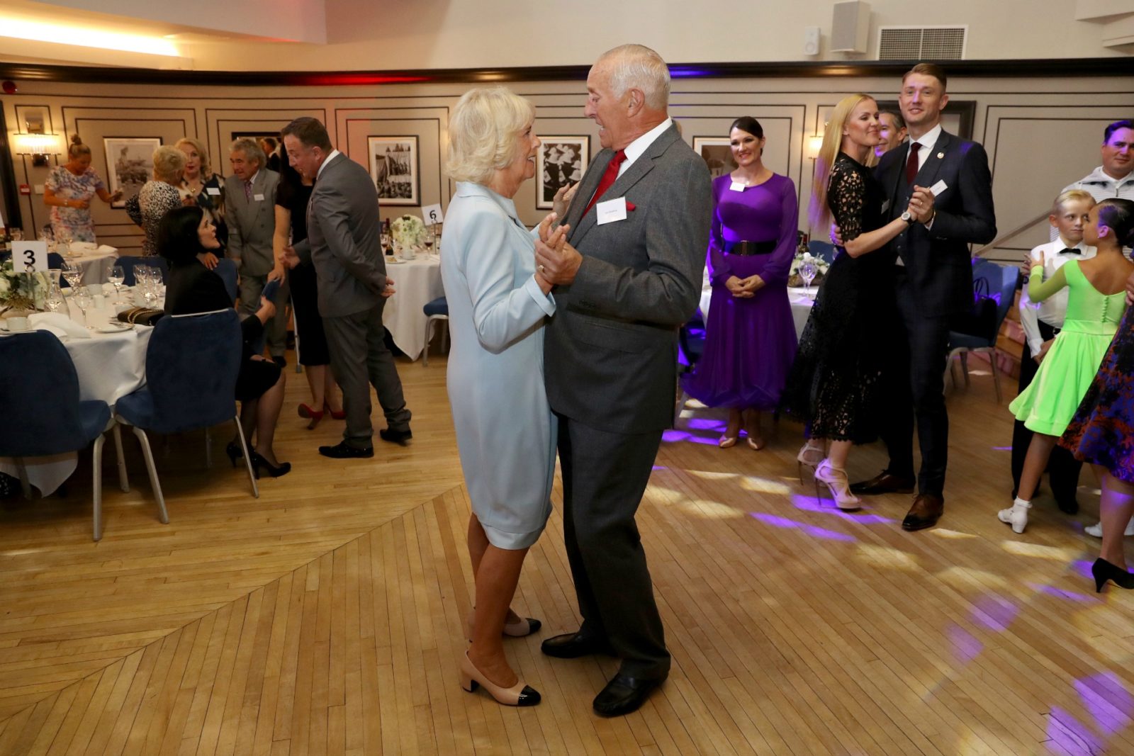Len Goodman and Duchess Camilla dancing