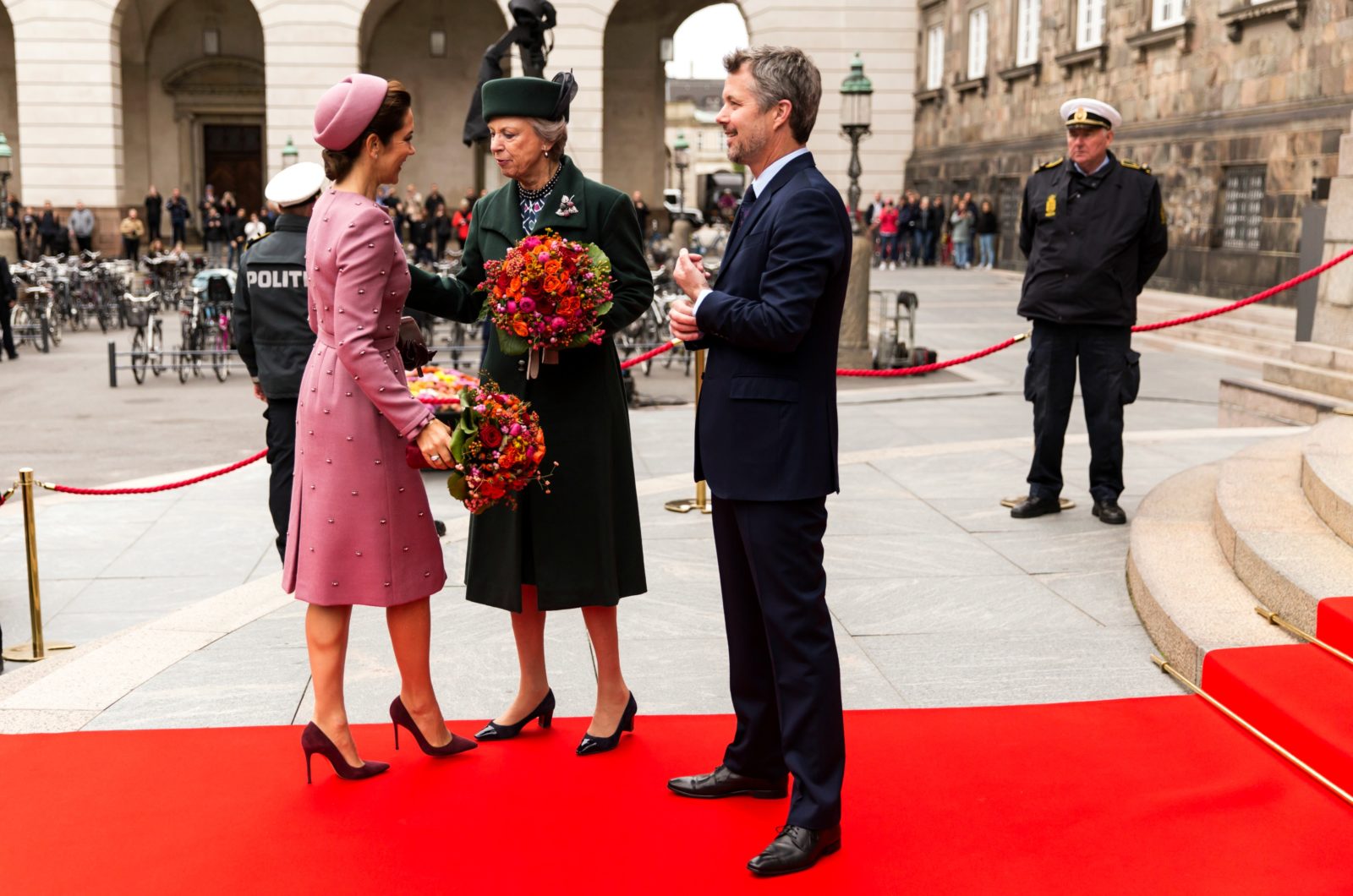 Prince Frederik joined Princess Mary together with Princess Benedikte. Source: Getty.