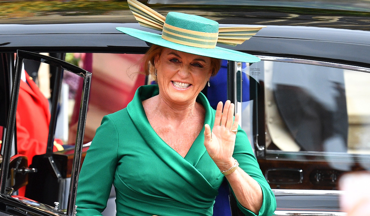 Sarah Ferguson stole the show in green at Princess Eugenie's wedding. Source: Getty.