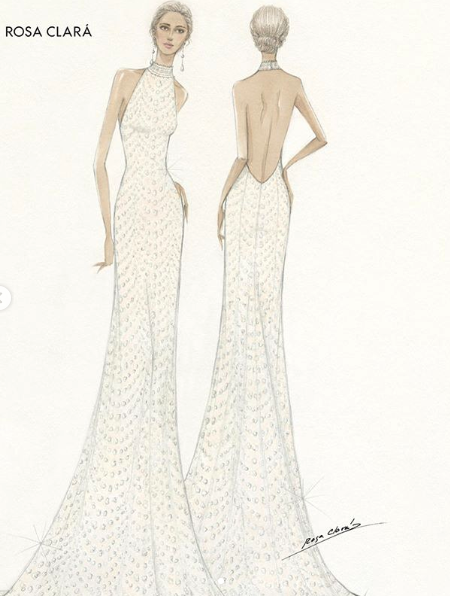 Designer Rosa Clara shared the sketches of Mery Perello's second wedding dress. Source: Instagram/Rosa Clara.