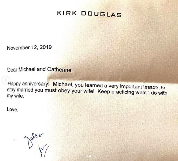 note from Kirk Douglas