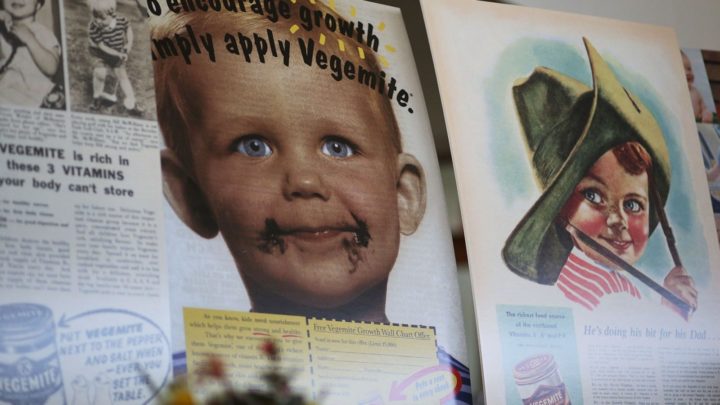 Old Vegemite advertising on display during the 90th anniversary celebrations in 2013. Source: Getty Images