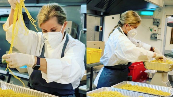 Sophie Wessex helped to prepare meals and pack items for NHS staff amid the coronavirus crisis. Source: Instagram/ rhubarb_food