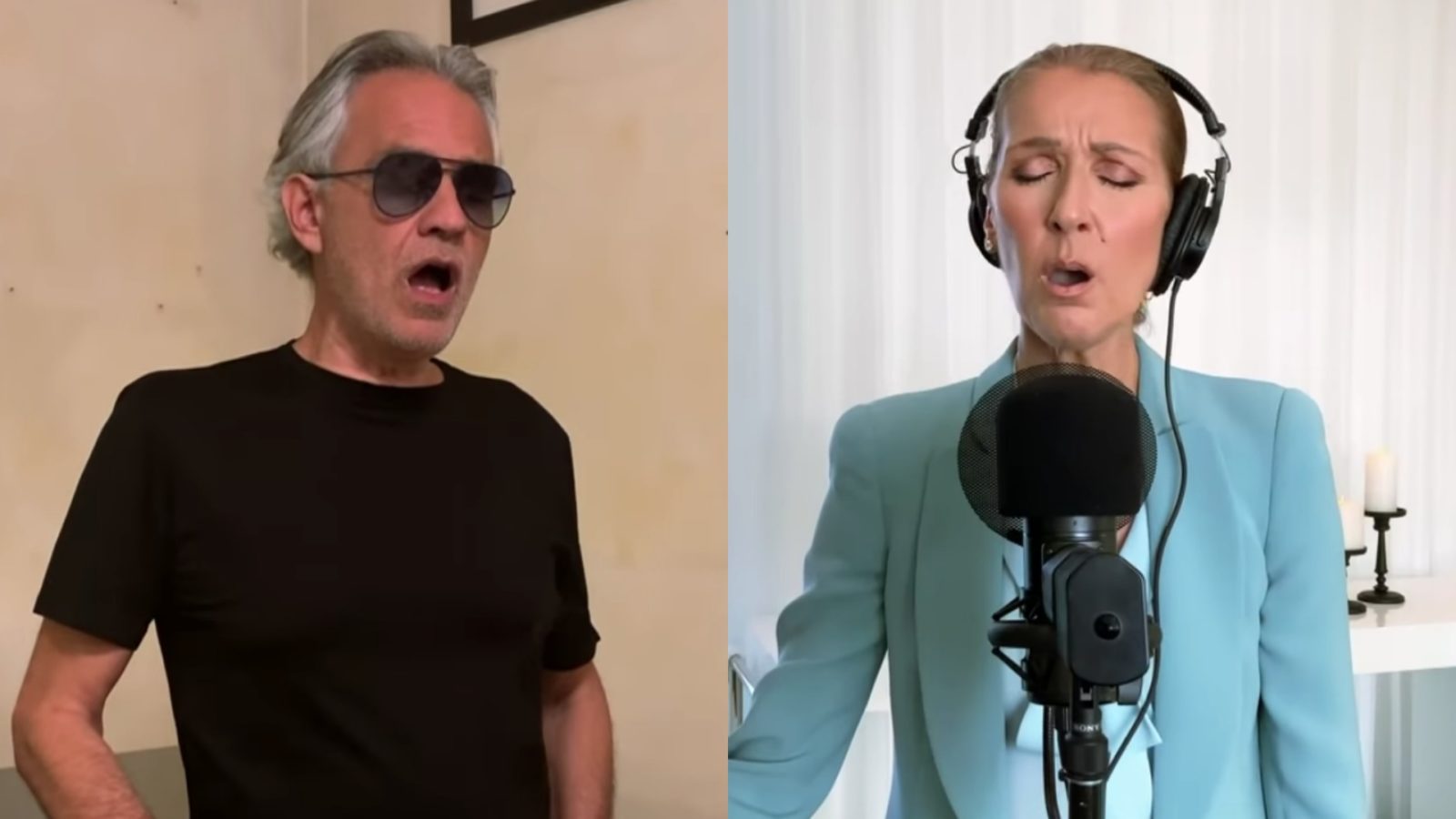 Grab the tissues Andrea Bocelli and Celine Dion team up for moving performance Starts at 60