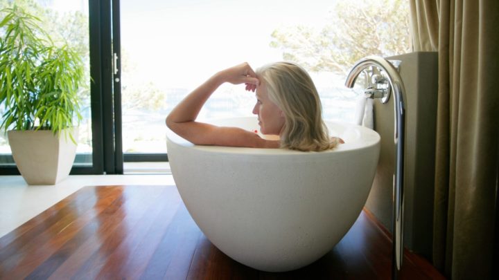The thought of a hot bath was relaxing at first, but then she had the startling realisation, 'How the heck am I going to get out of here?' Source: Getty Images