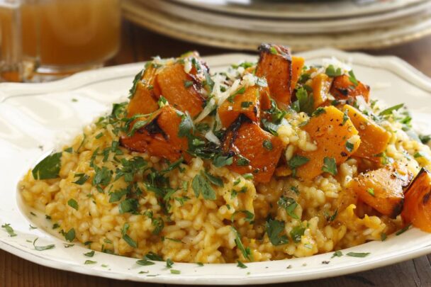 Maggie Beer's Pumpkin verjuice and extra virgin olive oil risotto