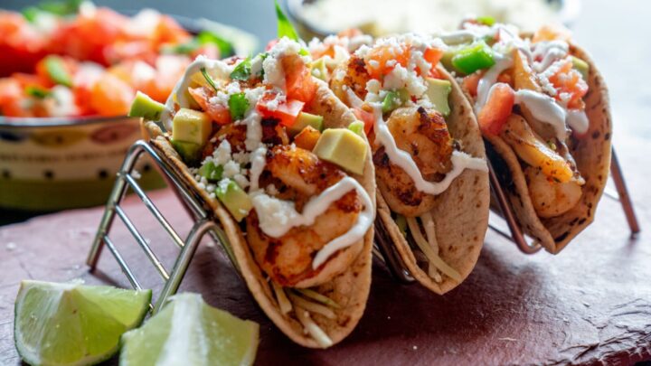 Spicy seafood and coleslaw tacos - Starts at 60