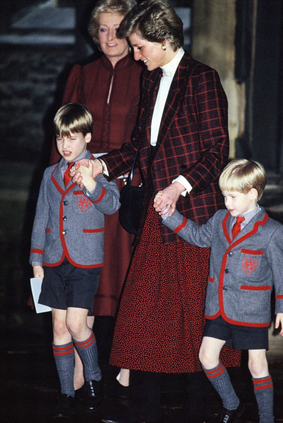 Princess Diana and young Prince William and Harry in London