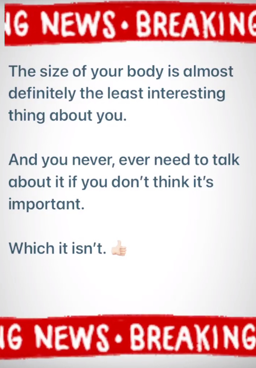 Chrissie Swan body positivity message. 