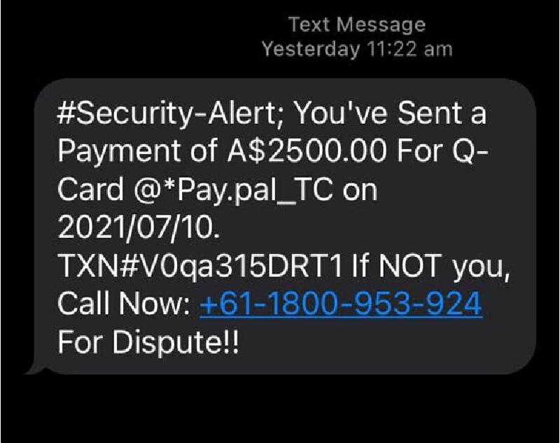 Scam text message