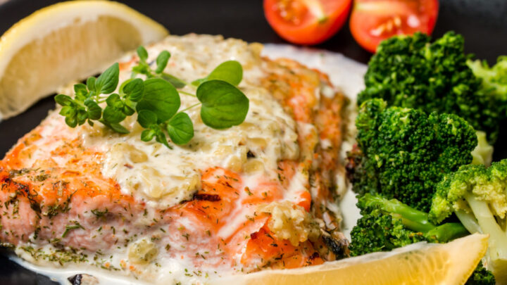 Baked garlic parmesan salmon - Starts at 60