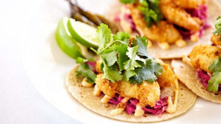 Tasty grilled fish tacos with a spicy sauce - Starts at 60