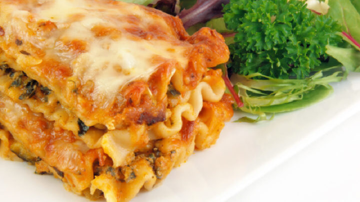 Deliciously creamy spinach, ricotta and pumpkin lasagne - Starts at 60