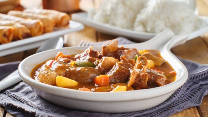 Keep warm for winter with this easy slow-cooked beef and vegetable curry recipe - Starts at 60