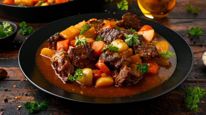 Super filling beef stew with sweet potato topping - Starts at 60