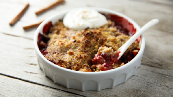 Classic apple and rhubarb crumble - Starts at 60