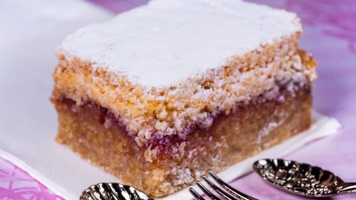 Delicious raspberry and coconut slice - Starts at 60